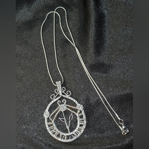 Wire Wrapped Rose Beaded Pendant